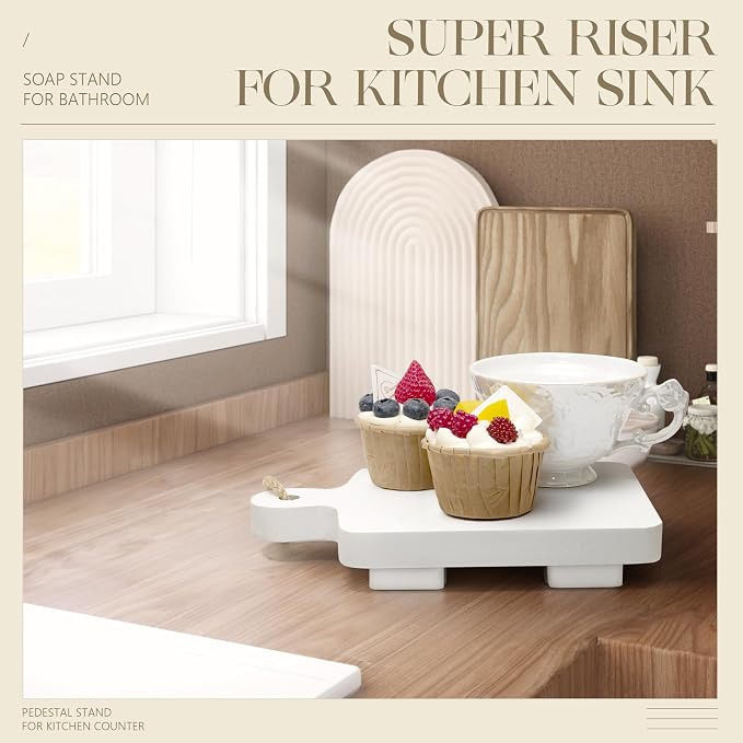 EOSAHR Decorative Wood Riser for Kitchen Decor : Modern Farmhouse Soap Holder - Image 3