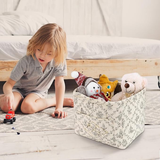 Storage Basket Boho Fabric Large Collapsible Floral Laundry Nursery Hamper - Image 2
