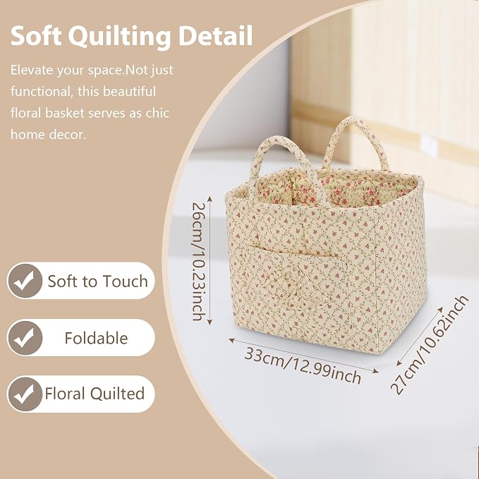 Storage Basket Boho Fabric Large Collapsible Floral Laundry Nursery Hamper - Image 5