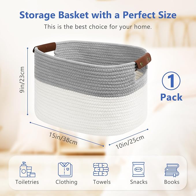 Cotton Rope Basket, Storage Baskets - Image 2