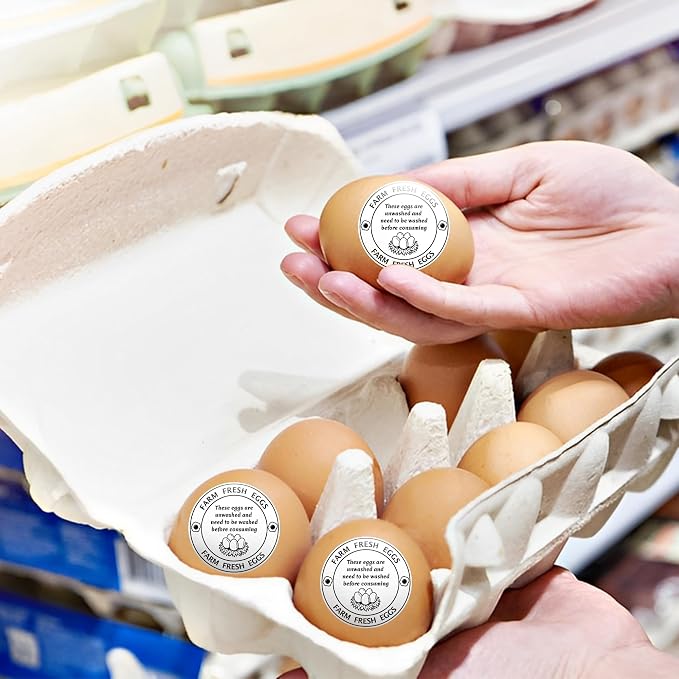 500 Pcs 2 Inch Farm Fresh Eggs Carton Labels Self-Adhesive Unwashed Stickers - Image 6
