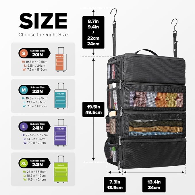 Suitcase Organizer, Travel Luggage Organizer Hanging Shelves Packing Cube - Image 2