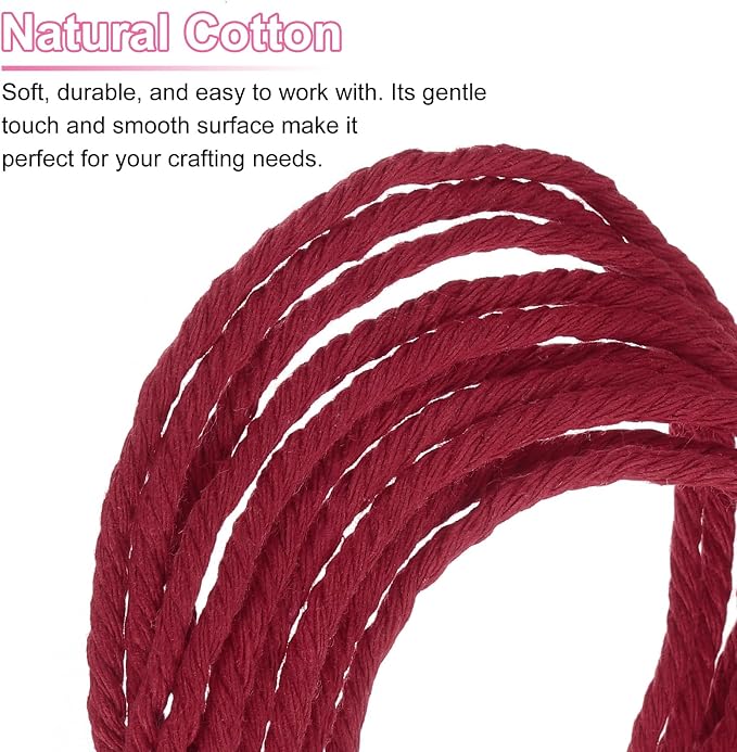 HARFINGTON Natural Macrame Cord 3mm x 328 Yards 4 Strand Twisted Cotton Macrame - Image 4