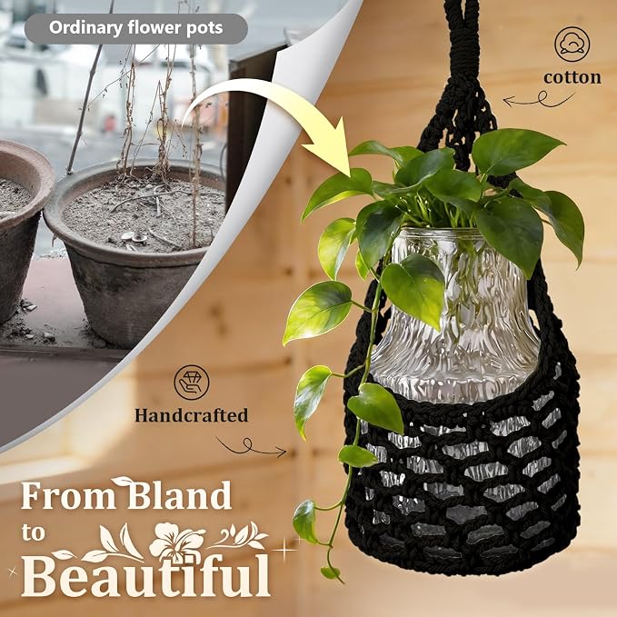 Macrame Wall Plant Hanger, Hanging Planter Basket Holder, Wall Planters - Image 5