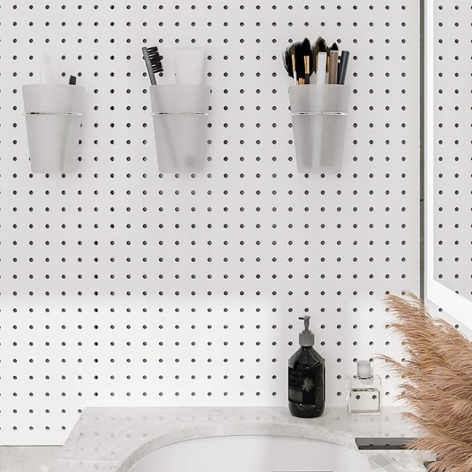 6 Set Pegboard Hooks with Cups, Ring Style Bins with Rings, Pegboard Cup Holder - Image 6