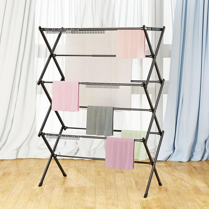 3 Tier Clothes Drying Rack, Foldable Drying Rack Clothing, Indoor & Outdoor - Image 2
