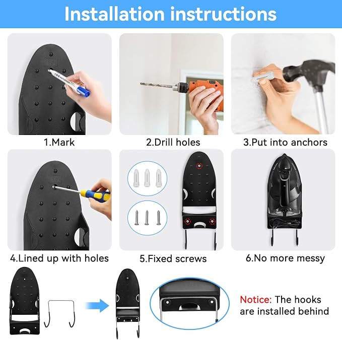 Ironing Board Hanger Wall Mount, Electric Iron and Iron Board Holder Storage - Image 8