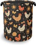 Cute Roosters Laundry Basket, Flower Butterfly Foldable by Unknown