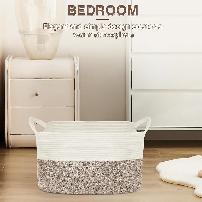 YOUDENOVA Nursery Storage Basket，21.6''×14.9''×11.8'' Rectangle Cotton Rope - Image 6
