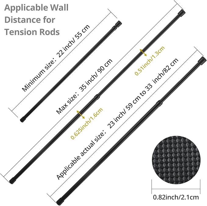2 Pcs Tension Rod, OEH Tension Curtain Rod, No Drilling Rustproof Tension Rods - Image 3