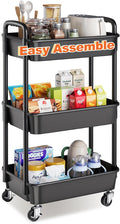 3 Tier Rolling Cart with Wheels, Small Utility Storage Trolley by Unknown