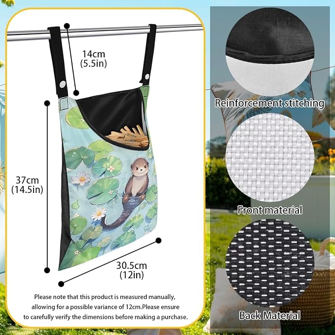 Otter Water Lily Clothes Pin Hanging Bag Large Capacity Clothesline Peg - Image 6