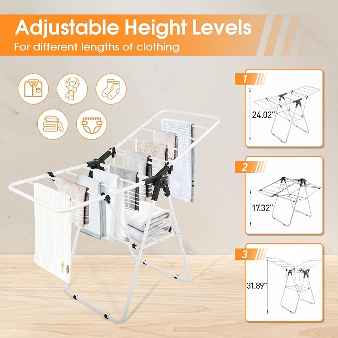 Clothes Drying Rack, Metal Foldable Laundry Drying Rack, - Image 3