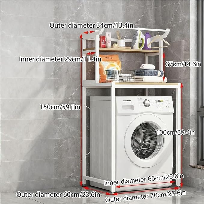 Laundry Room Shelves with Countertop, Simple Shelf, Floor-Standing Over Washer - Image 2