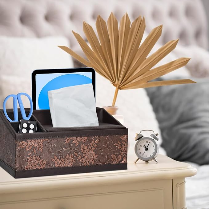 Marte Vanci Leather Tissue Box Cover Rectangular Multifunctional Tissue Holder - Image 5
