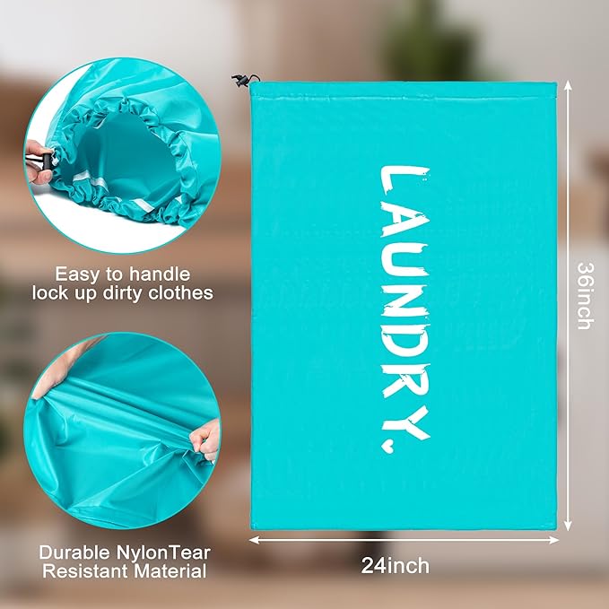 2 Pack XL Travel Laundry Bag, Machine Washable Dirty Clothes Organizer - Image 3