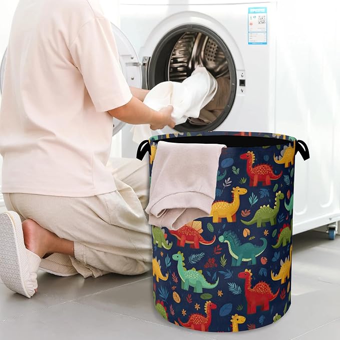 Cute Dinosaur Laundry Hamper, Fern Plants Dirty Clothes Laundry Basket - Image 7