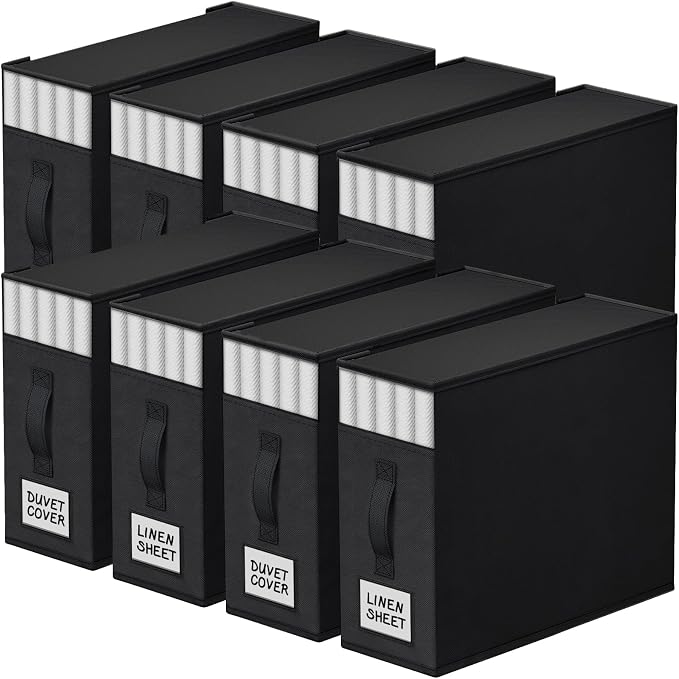 8 Pack Bed Sheet Closet Organizers and Storage, Sturdy Foldable Storage by StorageTastic