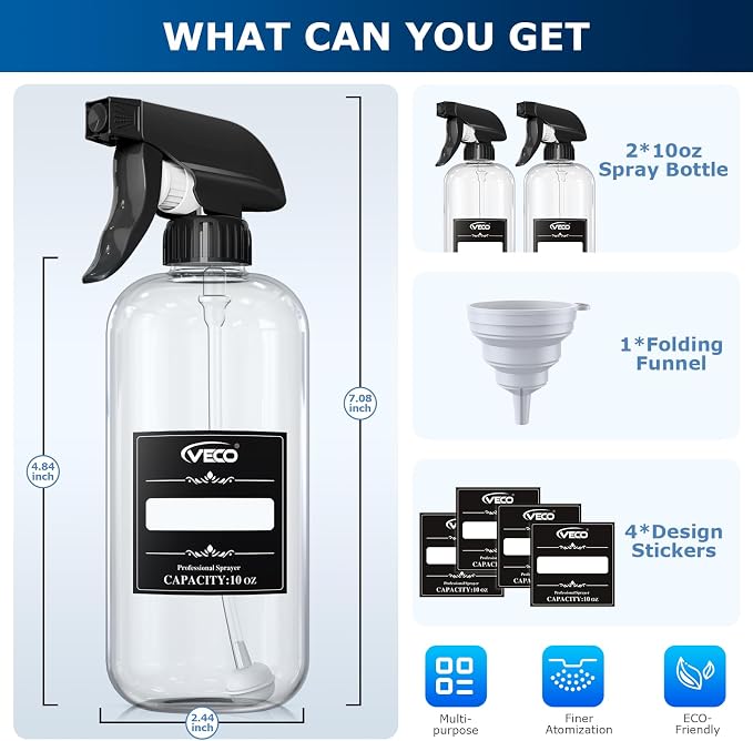 Veco 300mL 360° Spray Bottles, Leak-Resistant spray bottles - Image 3