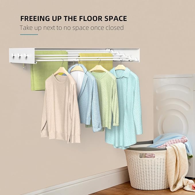 Drying Rack Clothing, Clothes Drying Rack Wall Mounted, Laundry Drying Rack - Image 5