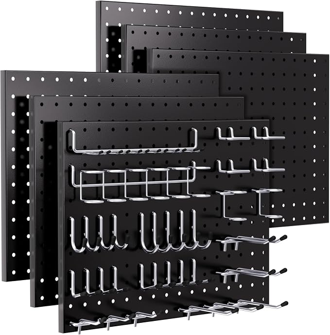 INCLY 90PCS Pegboard Wall Organizer, 6 Pack Metal Peg Board Panels by INCLY