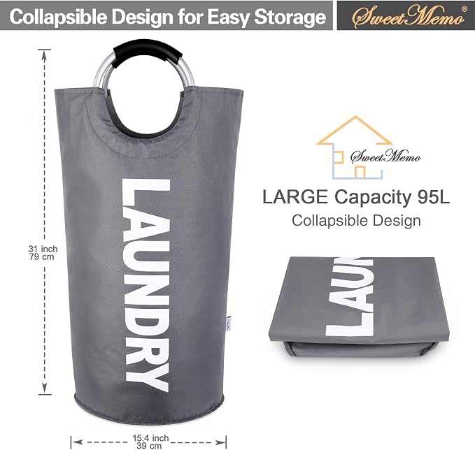 Large Laundry Hamper Bag 95L，Tall Laundry Basket - Image 2