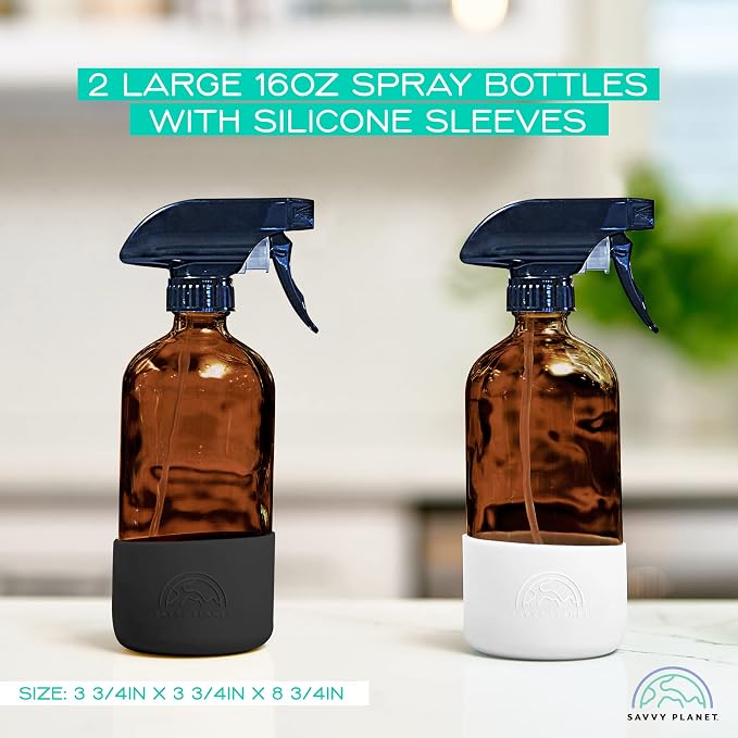 SAVVY PLANET Empty Amber Glass Spray Bottles - Image 2