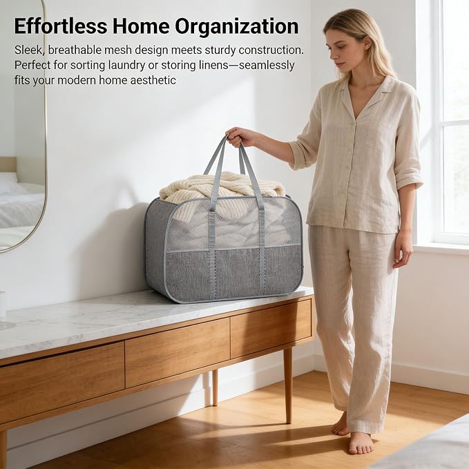 ６Pack Collapsible Laundry Baskets, Pop Up Mesh Laundry Hamper - Image 5