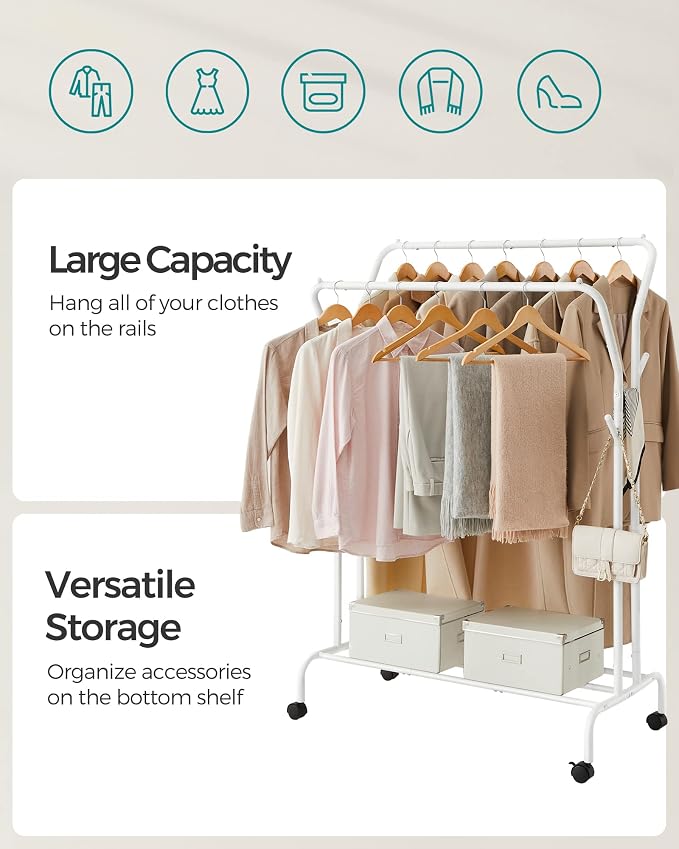 SONGMICS Clothes Rack, Double-Rod Clothing Rack - Image 4