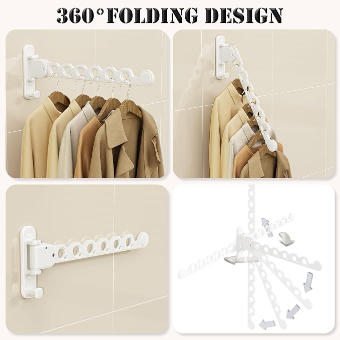 Wall Mount Clothes Drying Racks White Clothes Drying Organizer Rack Garment - Image 3