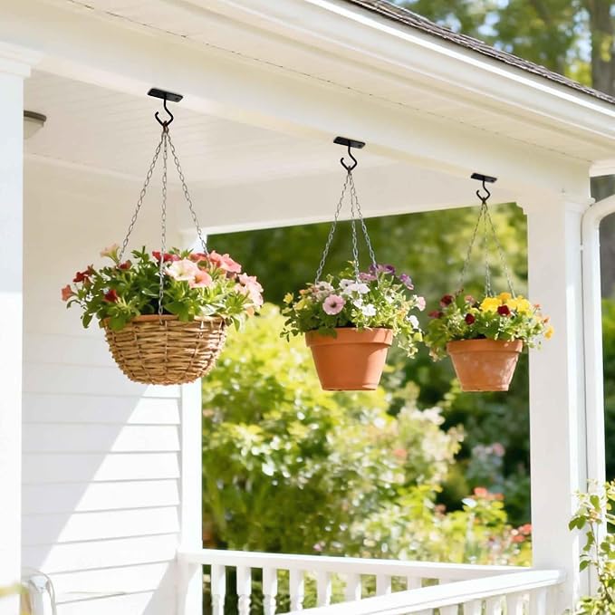 Ceiling Hooks for Hanging Plants: 4 Pack 2.5 Inch Iron Plant Bracket for Wall - Image 2