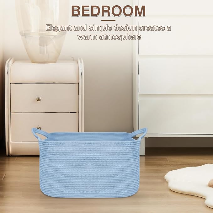 YOUDENOVA Nursery Storage Basket，21.6''×14.9''×11.8'' Rectangle Cotton Rope - Image 6