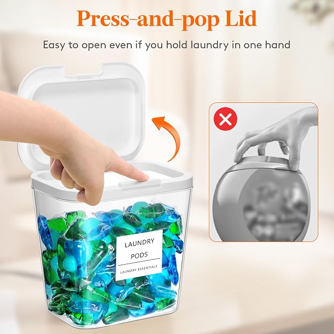 Lifewit 3 Pack 0.72 Gal Laundry Pods container & 0.5 Gal Dryer Sheets Holder - Image 2