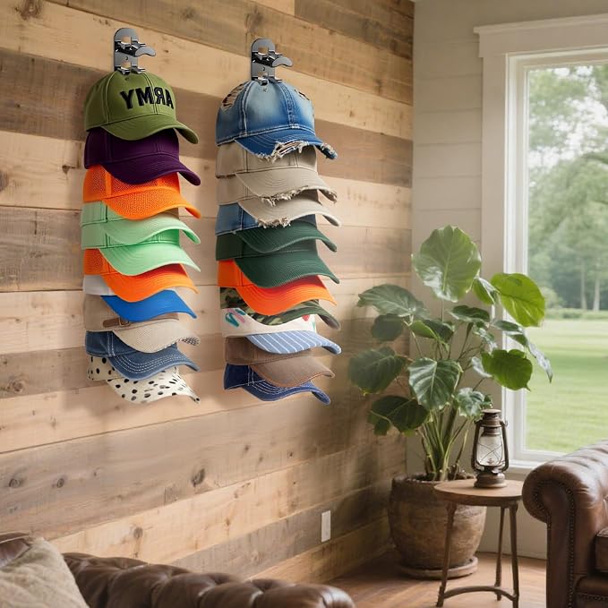 4 Pack Hat Organizer for Baseball Caps, Hat Rack for Wall Hold Up to 40 Hats - Image 2