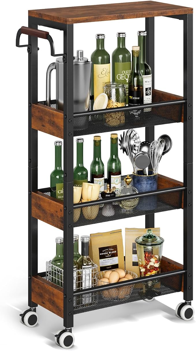4 Tier Slim Rolling Cart with Wheels by Srora