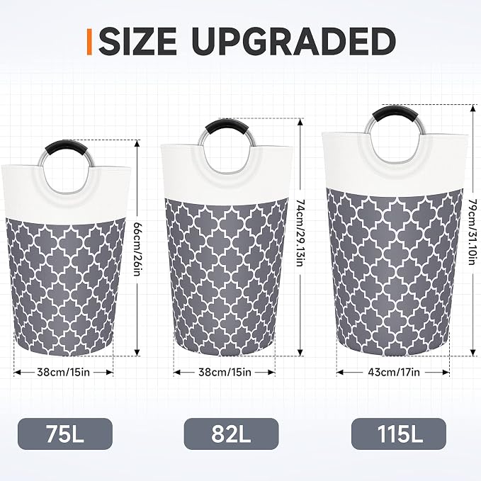 Large Laundry Basket Laundry Hamper Bag Washing Bin Clothes Bag Collapsible Tall - Image 2