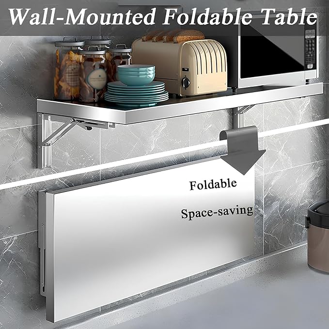 Wall Mounted Folding Table Stainless Steel, Folding Table - Image 3
