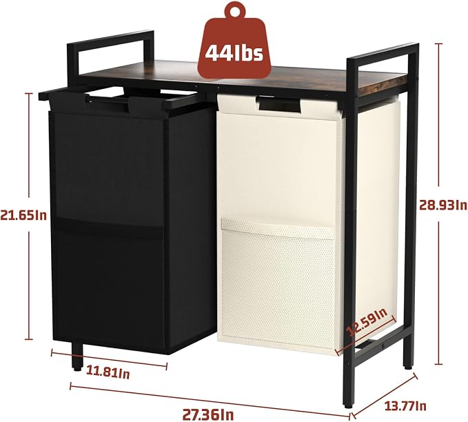 Double Compartment Laundry Basket, Laundry Sorter - Image 3