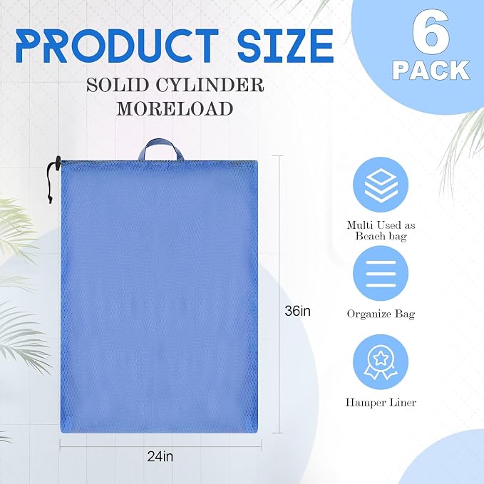 6 Pack 24 x 36 Inches Colorful Soft Mesh Laundry Bag - Image 2