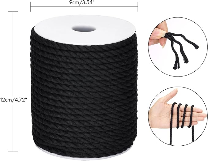 joycraft Macrame Cord, 6mm x 32Yard Natural White Cotton Macrame Rope, 3 Strand - Image 3