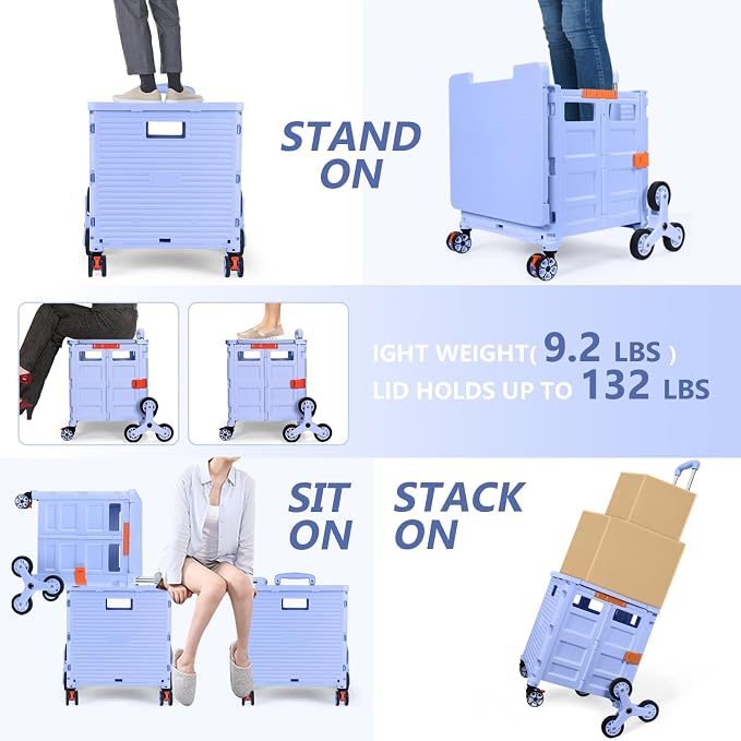 Foldable Utility Cart Folding Portable Rolling Crate - Image 3