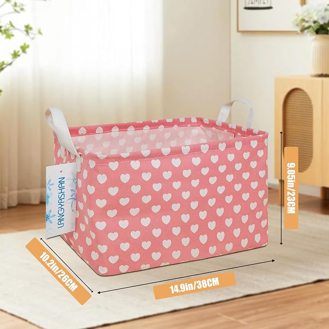 LANGYASHAN Rectangular Storage Bin Collapse Canvas Fabric Cartoon Storage Basket - Image 2
