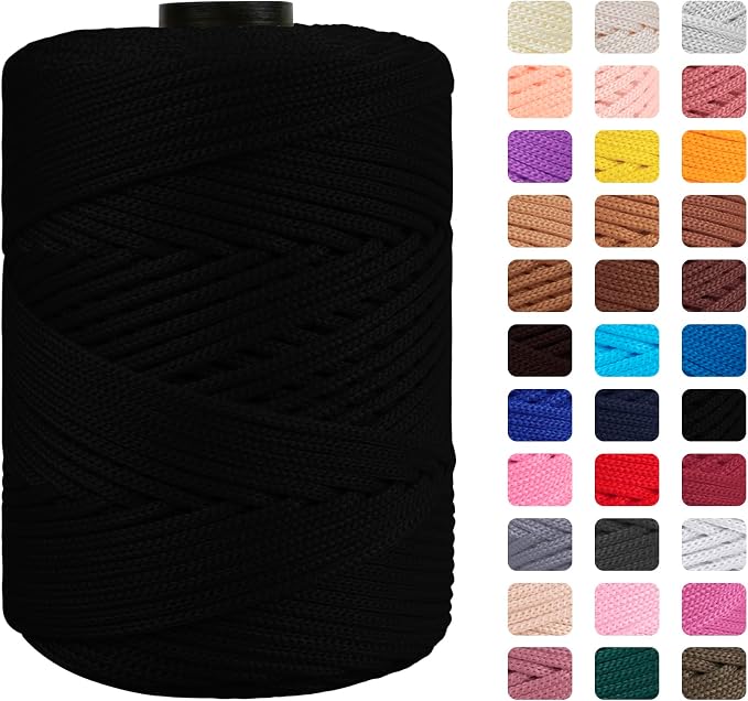 CAMAL Polypropylene Cord 3mm 185 Yards Colorful Polyester Yarn Handmade by CAMAL
