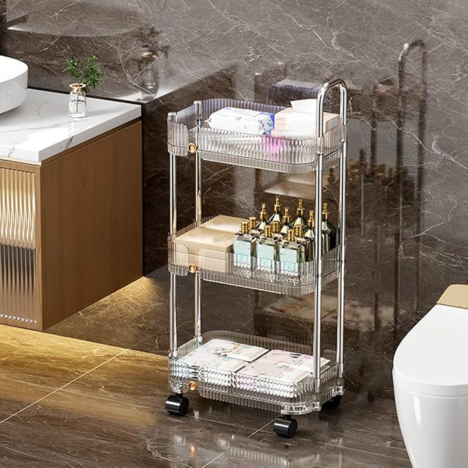 2/3/4 Tier Storage Trolley, Mobile Slim Rolling Utility Cart by Wiodeiv