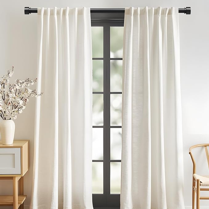 Black Curtain Rods 2 Pack for Windows 28 to 48 Inch, Heavy Duty 1'' Diameter - Image 2