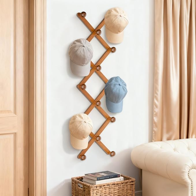 WGFKVAS Hat Rack for Wall with 14 Hooks, Solid Wooden, Expandable Coat Rack - Image 7