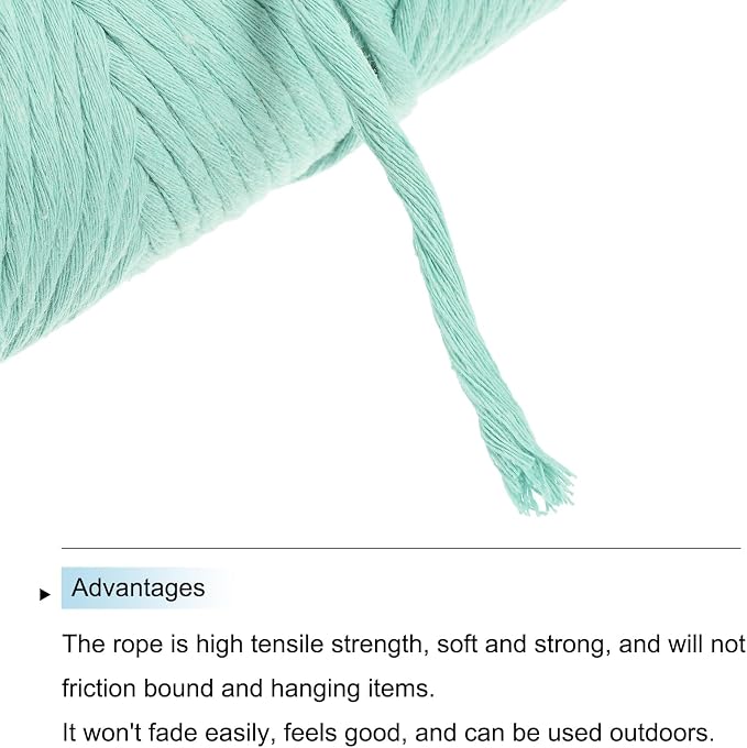 MECCANIXITY Cotton Rope Twisted Braided Twisted Single Strand Cord, Light Blue - Image 4