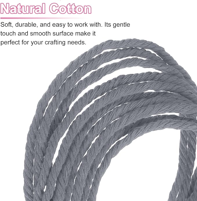 HARFINGTON Natural Macrame Cord 3mm x 328 Yards 4 Strand Twisted Cotton Macrame - Image 4