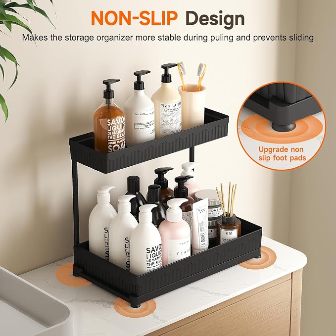 3 Pack Multi-Purpose Pull-Out Storage Organizers, 2-Tier L-Shaped Under - Image 4