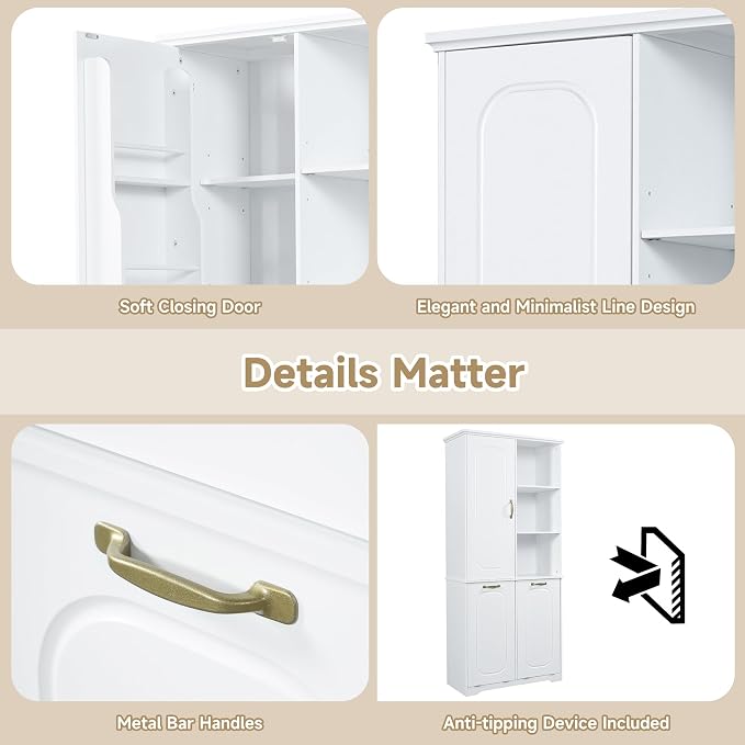 68" Tall Bathroom Storage Cabinet - Image 7